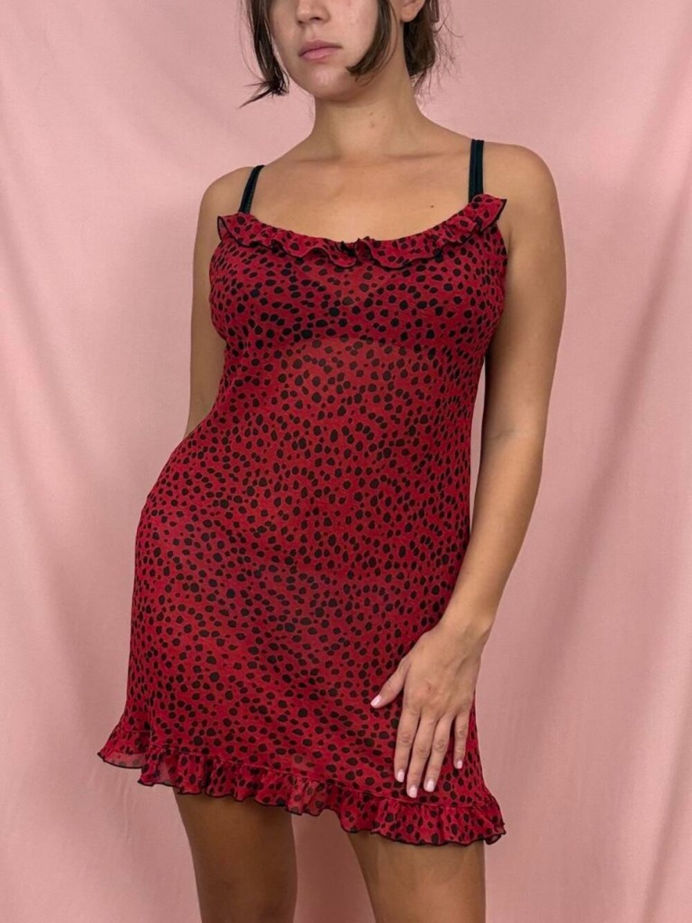 Sheer Red & Black Going Out Dress